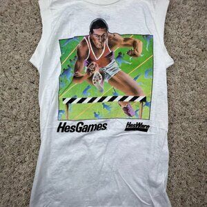 VTG 1984 HesGames HesWare White Sleeveless Tee Shirt Small 34 Commodore 64 Game